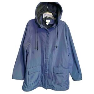 Nordstrom Blue Jacket Trench Coat Fully Warm Lining Large Flap Front Pockets XL